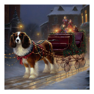 Póster Cavalier King Charles Spaniel Navidad Festiva