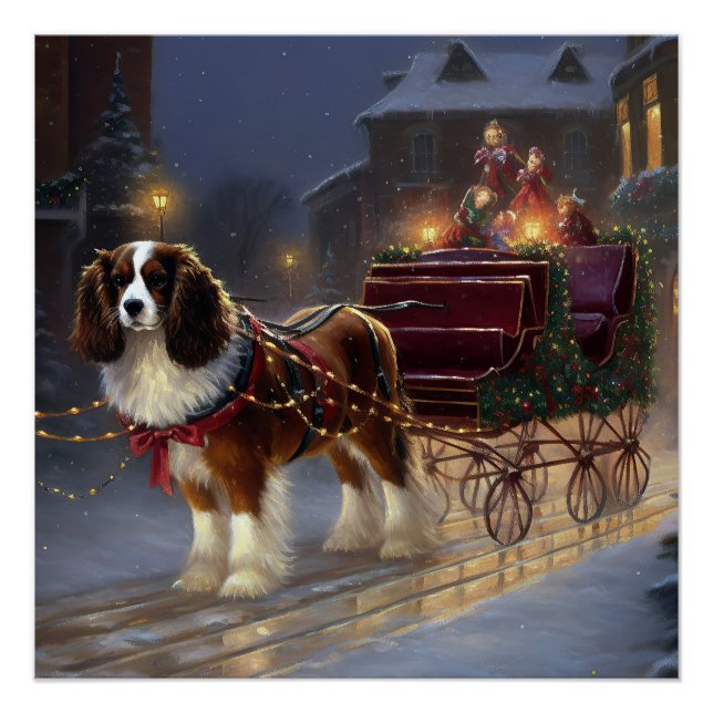 Póster Cavalier King Charles Spaniel Navidad Festiva (Anverso)