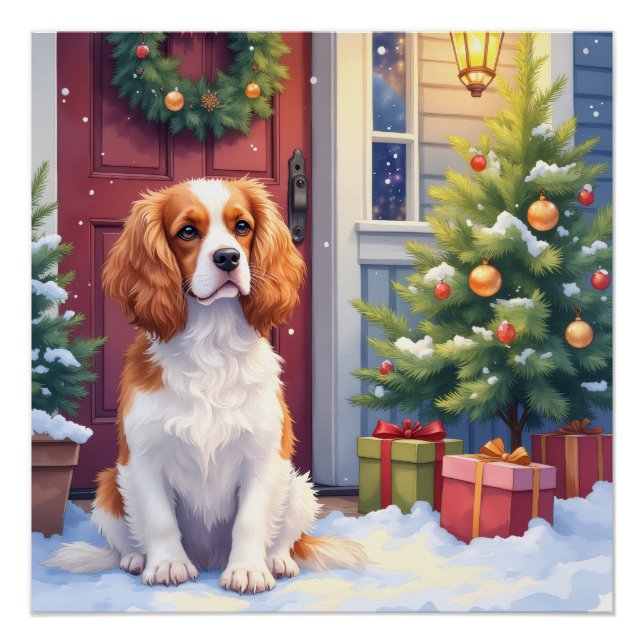 Póster Cavalier King Charles Spaniel Navidad Nevada (Anverso)