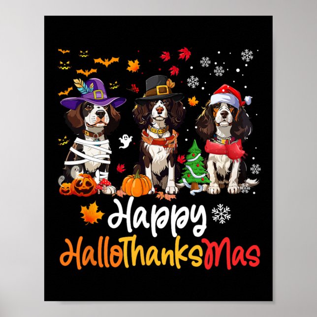 Póster Cavalier King Charles Spaniel Perro Halloween Chri (Frente)