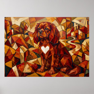 Póster Cavalier King Charles Spaniel Posición Geométrica 