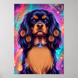 Póster Cavalier King Charles Spaniel Psicodélico Neon Por