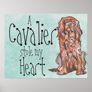 Póster cavalier king charles spaniel ruby art poster