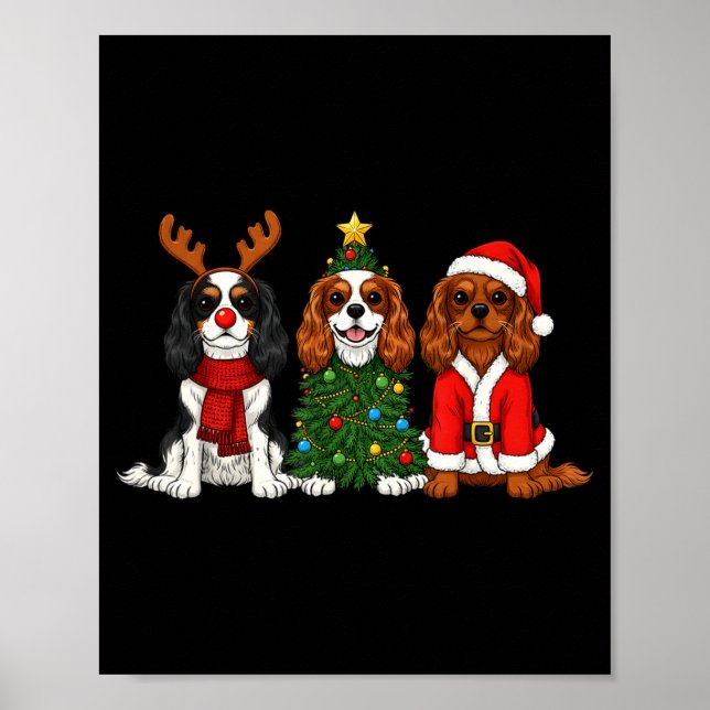 Póster Cavalier King Charles Spaniel Santa Navidad (Frente)