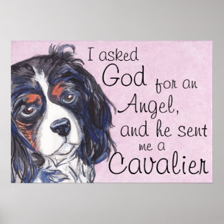 Póster cavalier king charles spaniel tricolor art poster
