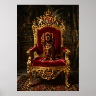 Póster Cavalier King Charles Spaniel Trono Real Corona P