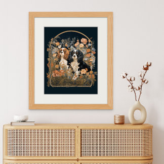 Póster Cavalier King Charles Spaniels Tapiz antiguo