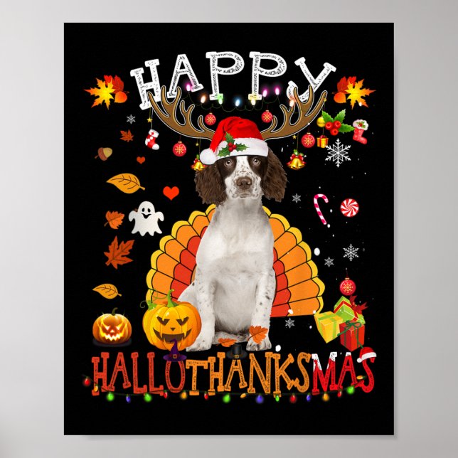 Póster Cavalier King Halloween Navidades Perro Happy Hall (Frente)