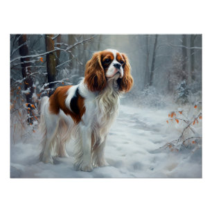 Póster Cavalier Rey Deja que nieve Navidad Cepillado