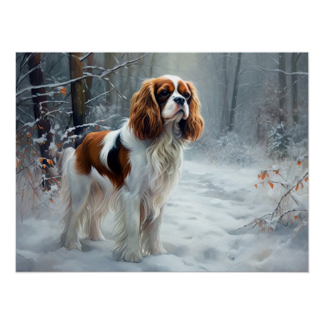 Póster Cavalier Rey Deja que nieve Navidad Cepillado (Anverso)