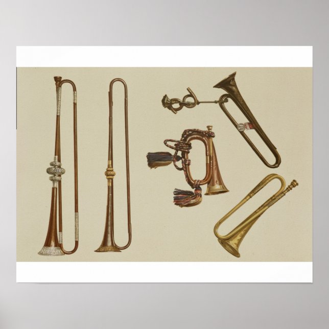 Póster Cavalry trumpet, a bugle, a gilt trumpet made by J (Frente)