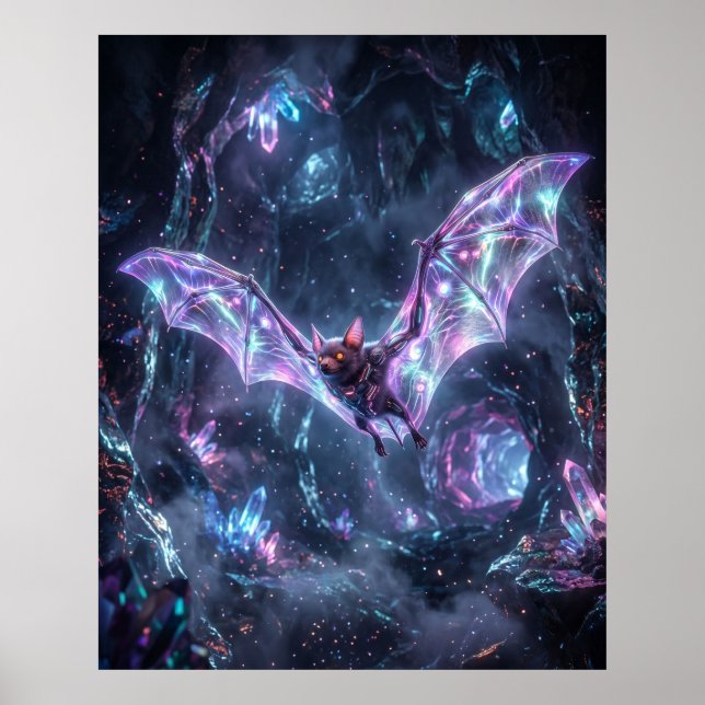 Póster Caverna de Neón del Murciélago Holograma (Frente)