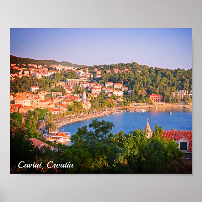 Póster Cavtat, vistas a la ciudad de Croacia desde el mau (Frente)