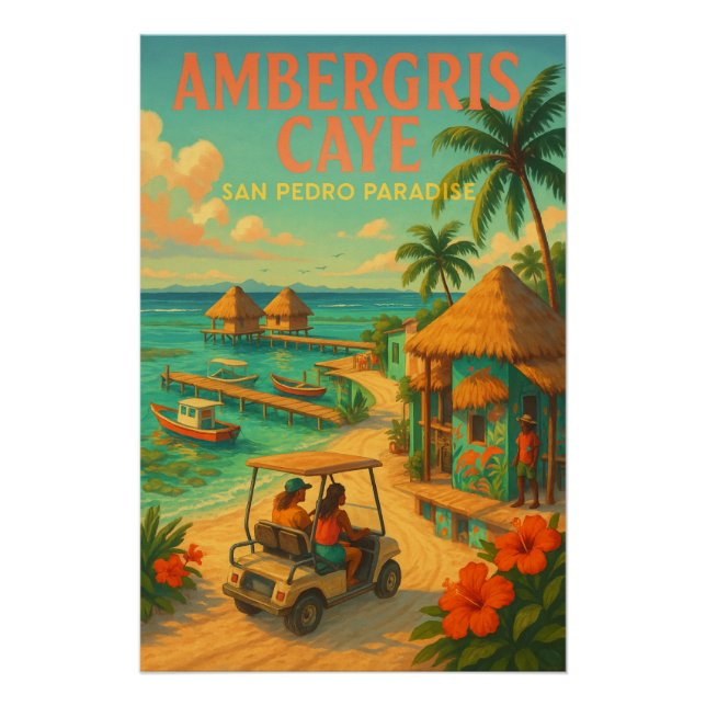 PÓSTER CAYE AMBERGRIS — PARAÍSO DE SAN PEDRO (Anverso)