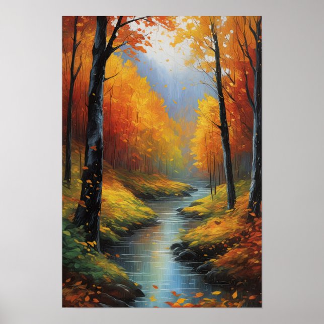 Póster Cayendo elegancia, hojas otoñales (Frente)