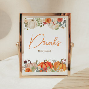 Póster Cayendo Enamorada Calabaza Floral Bebe Baby Shower