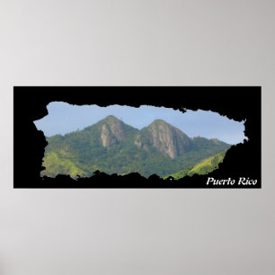 Póster Cayey, mapa de la isla de Puerto Rico