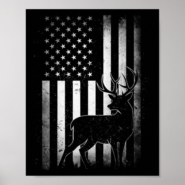 Póster Caza Cazadores Deer Ee.Uu. Bandera Estadounidense  (Frente)