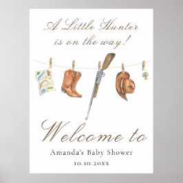Póster Caza con acuarela Bienvenida a la fiesta de bebé