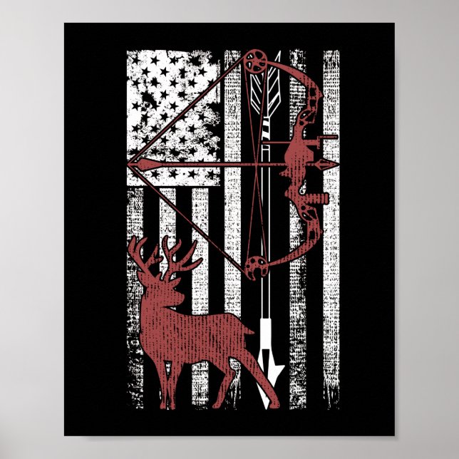 Póster Caza con la bandera norteamericana cede la caza (Frente)