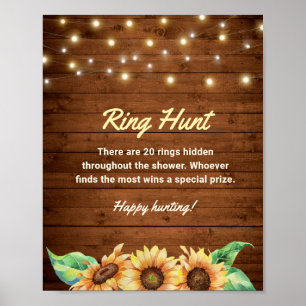 Póster Caza de anillo Ducha nupcial de boda de girasol rú
