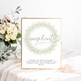 Póster Caza de anillos de ducha nupcial de flores blancas