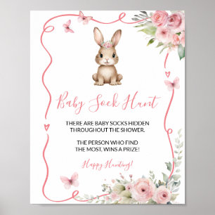 Póster Caza de calcetines de bebé niña en baby shower de