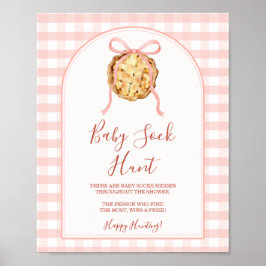 Póster Caza de calcetines de bebé otoño Cuquito Rosa Past