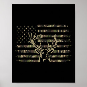 Póster Caza De Camoflage De La Bandera De Los Ee.Uu. Camo