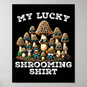 Póster Caza de champiñones Morel Morchella Forrajera Mi S
