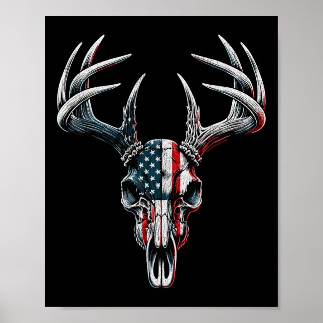 Póster Caza de ciervos blancos - Bandera estadounidense e (Frente)