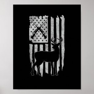 Póster Caza de ciervos con bandera americana cazador patr