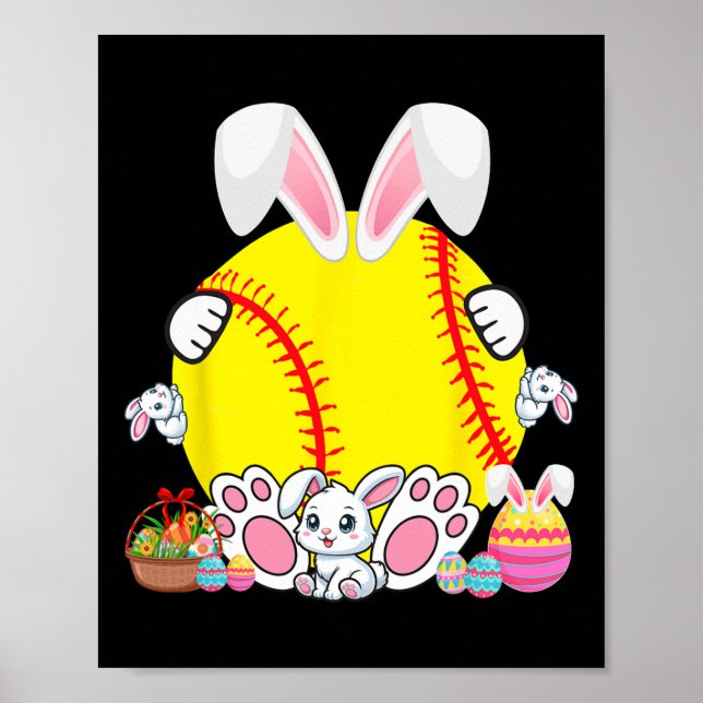 Póster Caza de fans de Bunny Softball Ball Costume Easter (Frente)