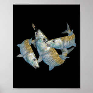Póster Caza de huesos Una pesca con mosca de agua salada 