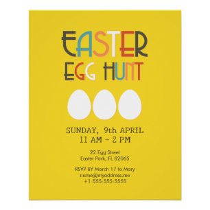 Póster Caza de huevos de Pascua amarillos