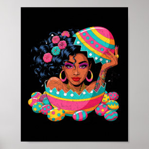 Póster Caza de Huevos de Pascua Coloridos Reina Negra Jun