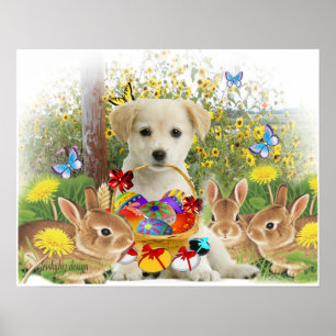 Póster Caza de huevos de pascua de Lab y Friends