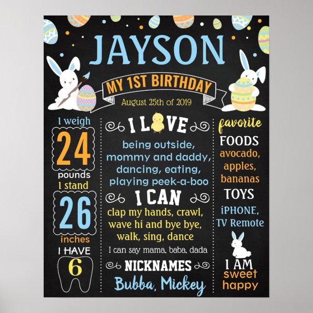 Póster Caza de huevos de pascua para el cumpleaños (Frente)