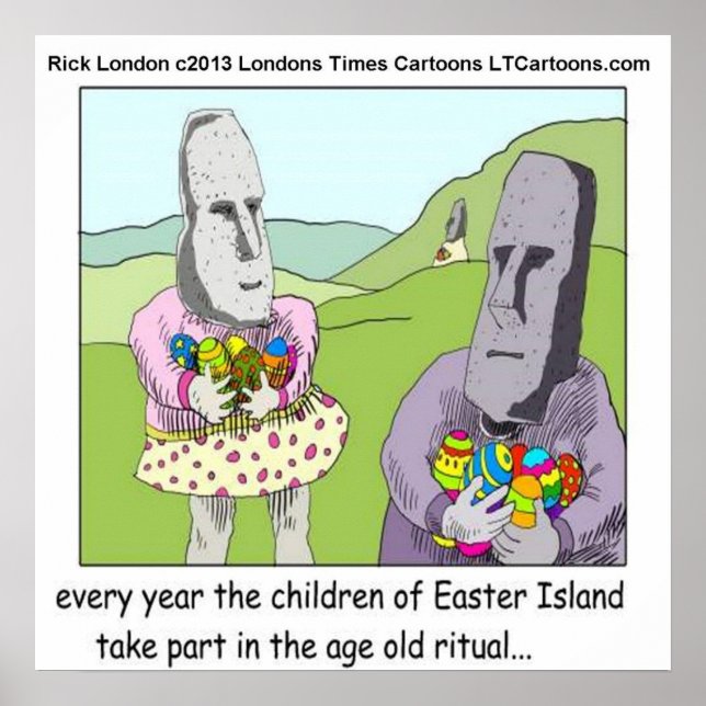 Póster Caza de huevos en Isla de Pascua por Rick London (Frente)