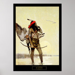 Póster Caza de indios nativos de la pintura histórica de 