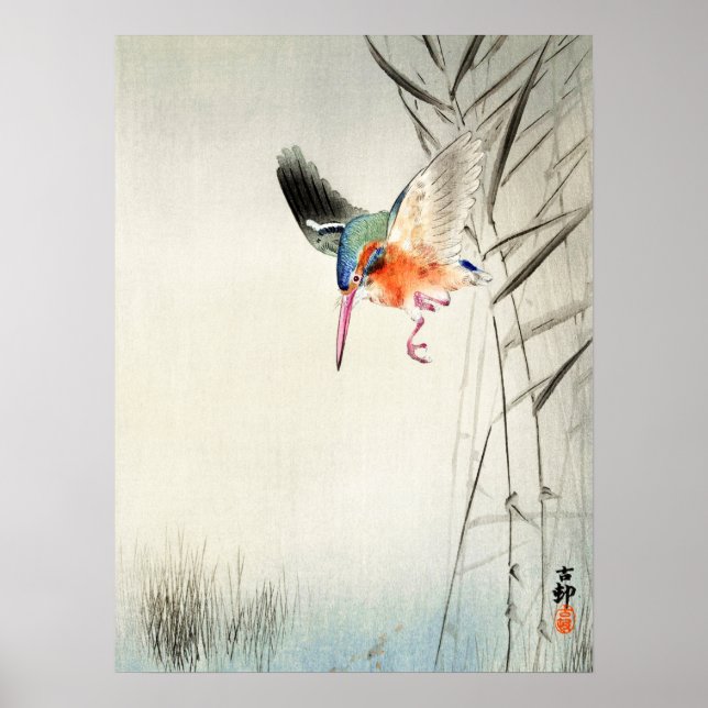 Póster Caza de Kingfisher - Ohara Koson - Art 18A (Frente)