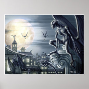 Póster Caza de Nightgaunt de Lovecraft