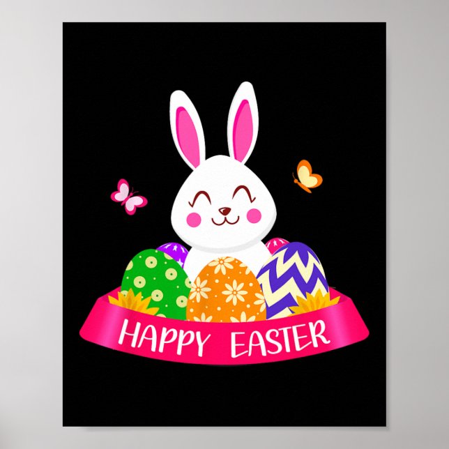Póster Caza de nueces de conejo conejo feliz día de Pascu (Frente)