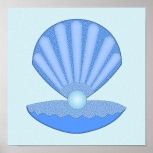 Póster Caza de ostión Blue Baby Boy y Pearl
