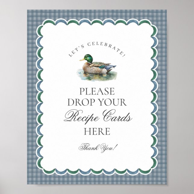 Póster Caza de Pato Mallard Gingham Comparte un Rótulo de (Frente)