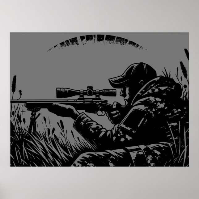 Póster Caza de Rifle Fanática Negro y Gris | (Frente)