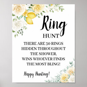 Póster Caza de Ring Lemons y Rosas Bridal Shower Game Rót