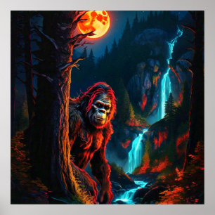 Póster Caza de Sasquatch a la luz de la luna