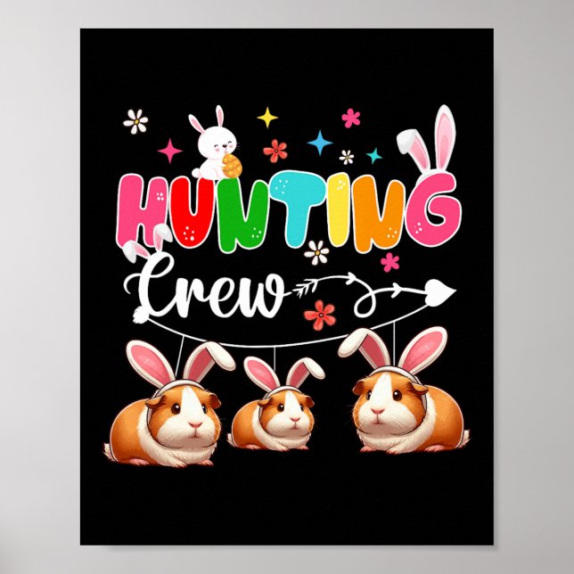 Póster Caza de tres cerdos conejitos de Guinea de Pascua  (Frente)