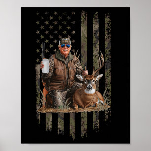 Póster Caza de Trump Camuflaje Bandera Estadounidense Caz